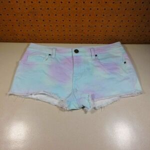 Victorias Secret womens teal lavender tie dyed stretch Boyfriend shorts 4 EUC